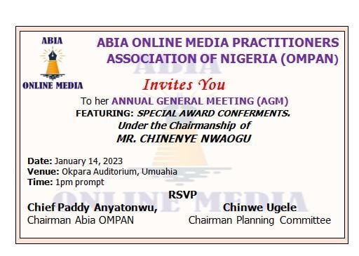 OMPAN Abia To Hold Her AGM, Special Award Conferment Event On Jan 14 9 IMG WA